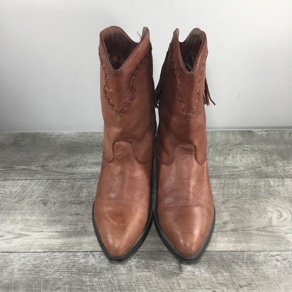 Zodiac Zline Fringe Western Cowboy Riding Leather Womens Boots Vintage Size 8 - Picture 4 of 13